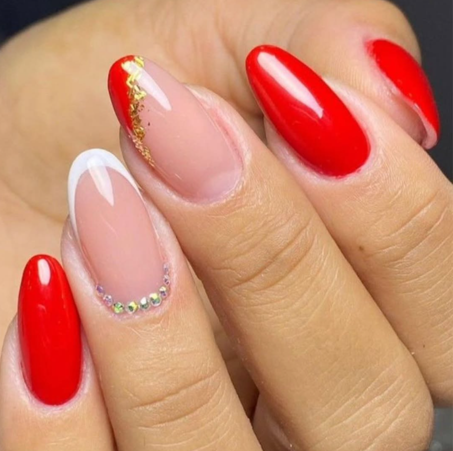 Mix vermelho, francesinha e foil dourado